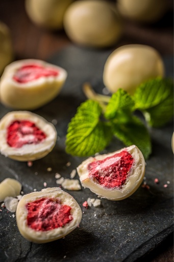 Yoghurt Chocolade met Gevriesdroogd Framboos